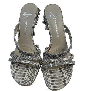 Lisa For Donald J. Pliner NWOT Snake Skin Open Toe High Heel Cream & Black 6½M